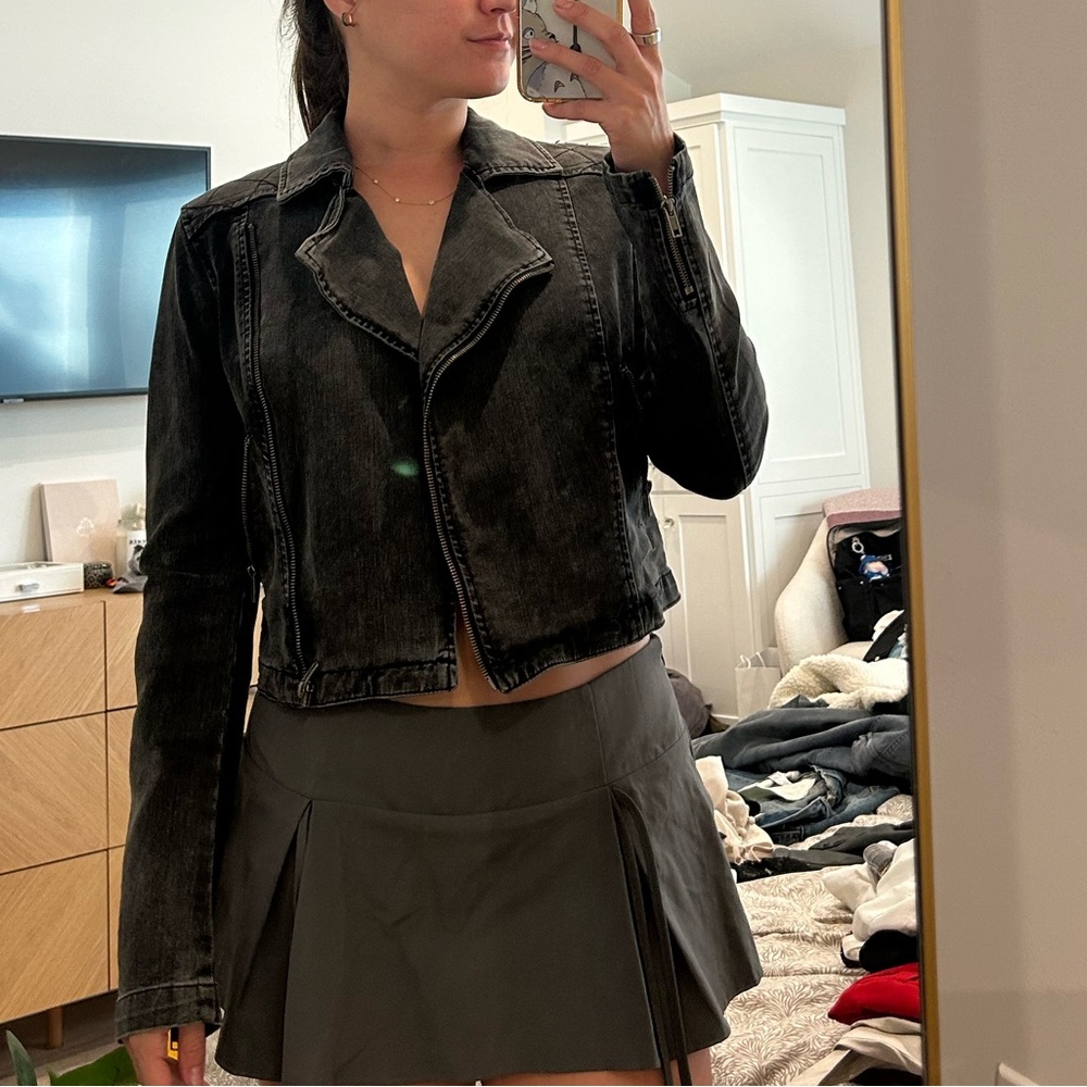 Free People Denim Moto Jacket